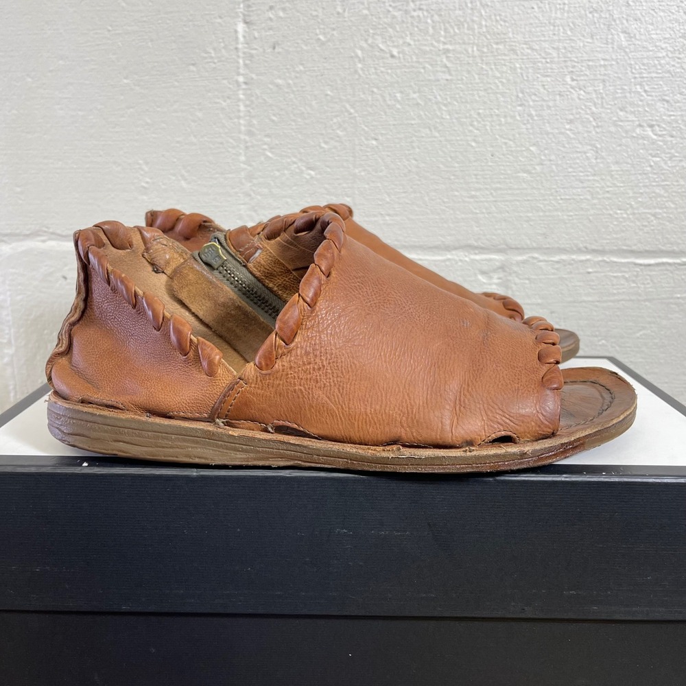 Airstrip A.S. 98 Reinhart Brown Leather Sandals Zip Side Womens Size 41 EU/10 US